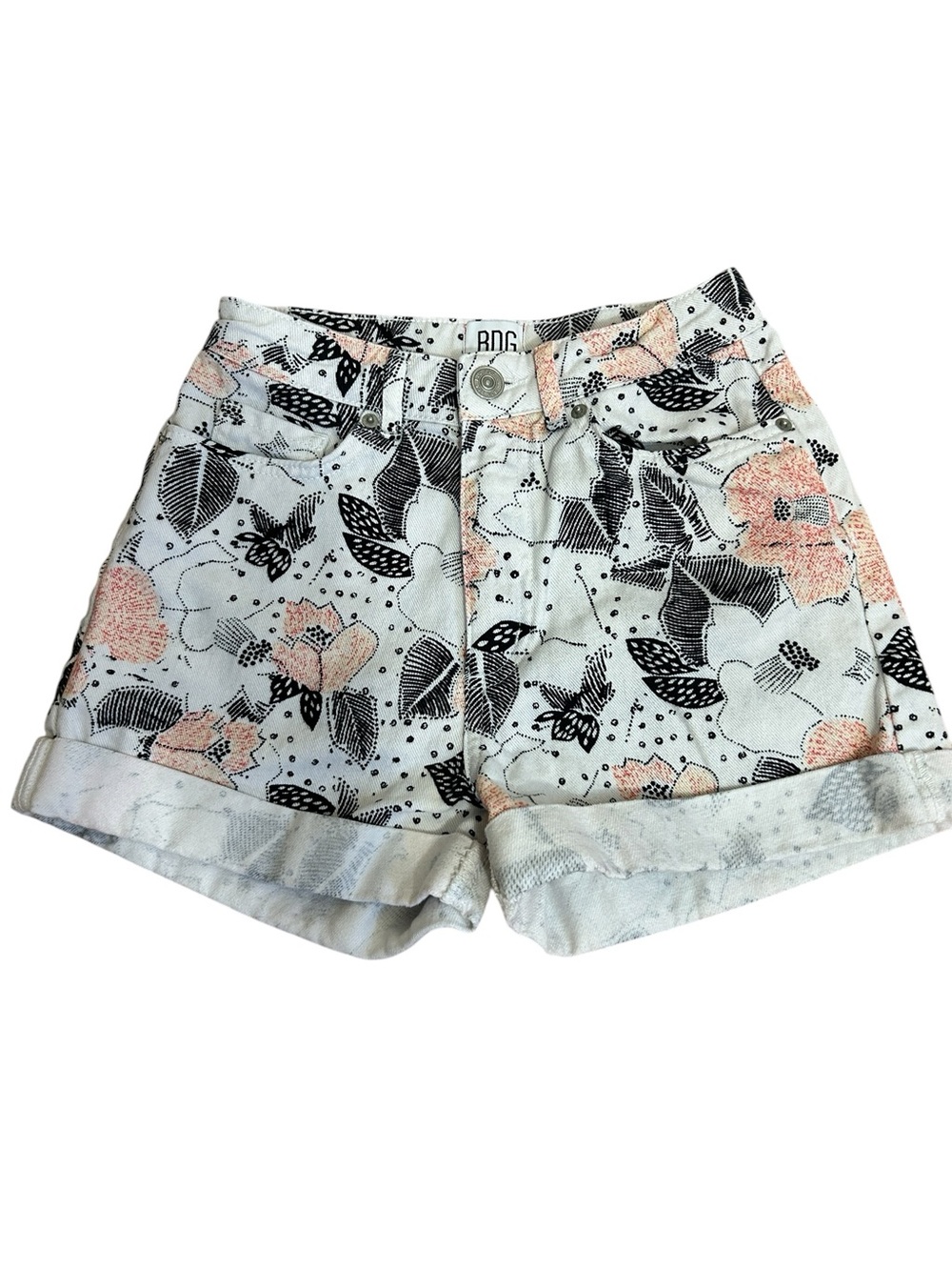 BDG Urban Outfitters High Rise Boho Floral Mom Jean Shorts size 24